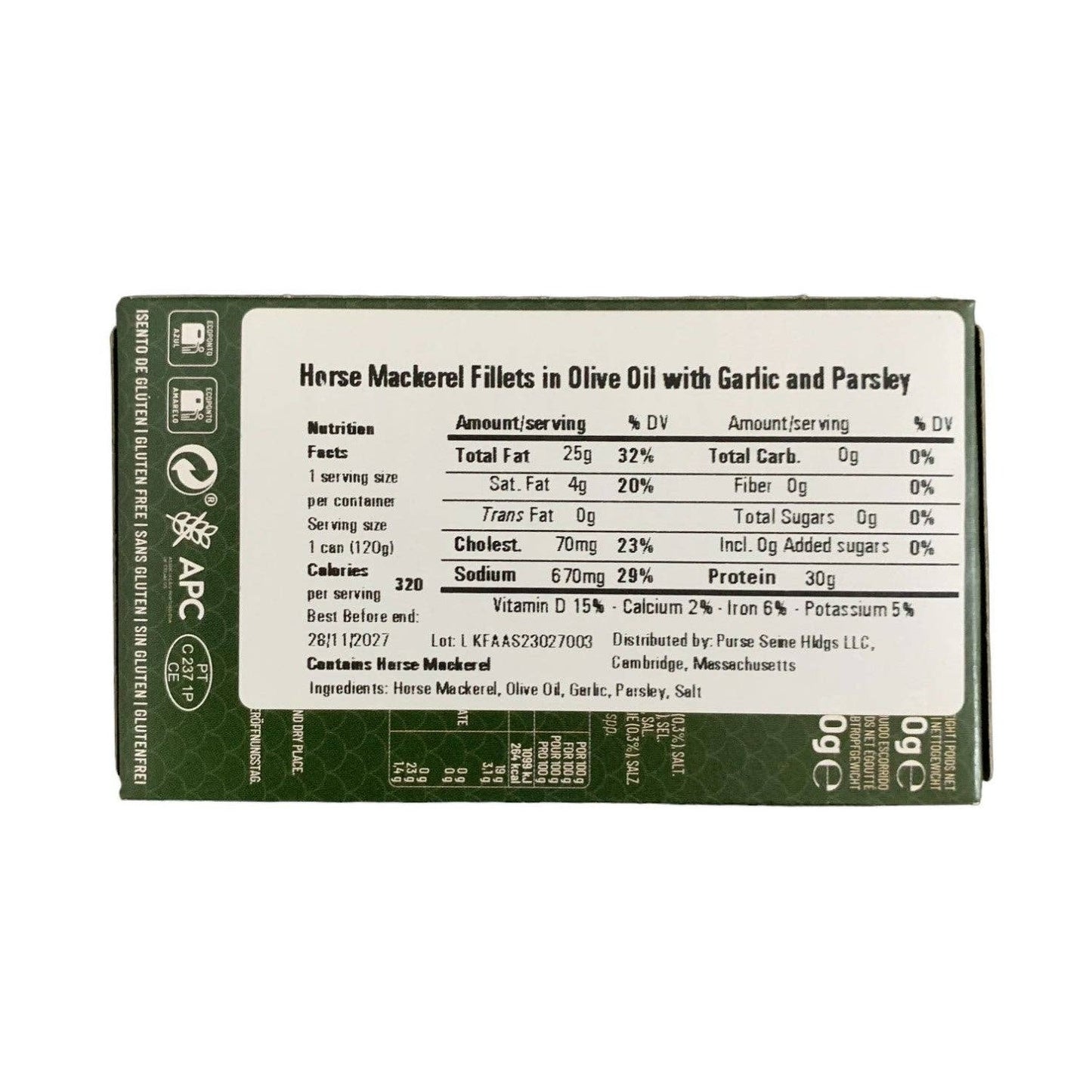 Manná Horse Mackerel Fillets Olive Oil w/ Garlic & Parsley
