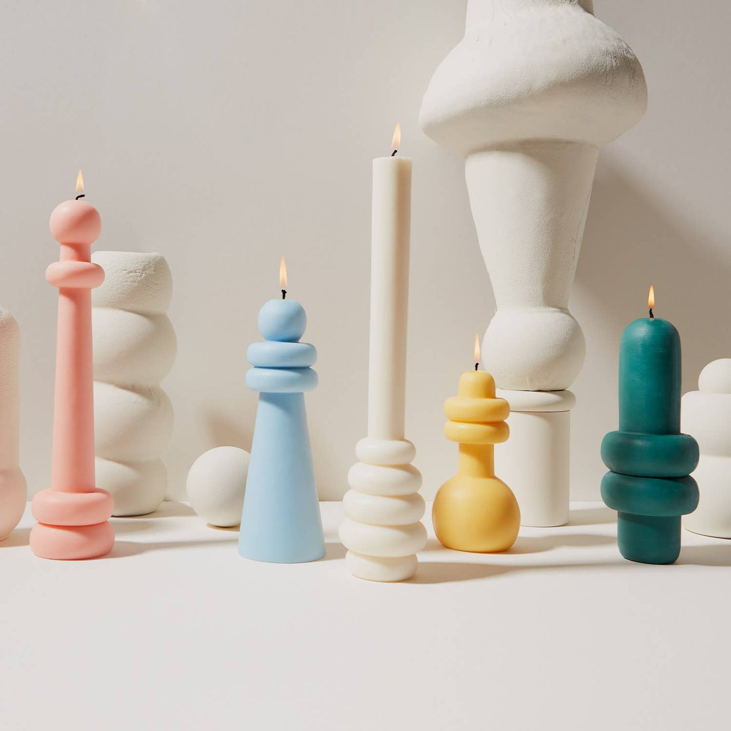 Spindle Candle Knubby - White