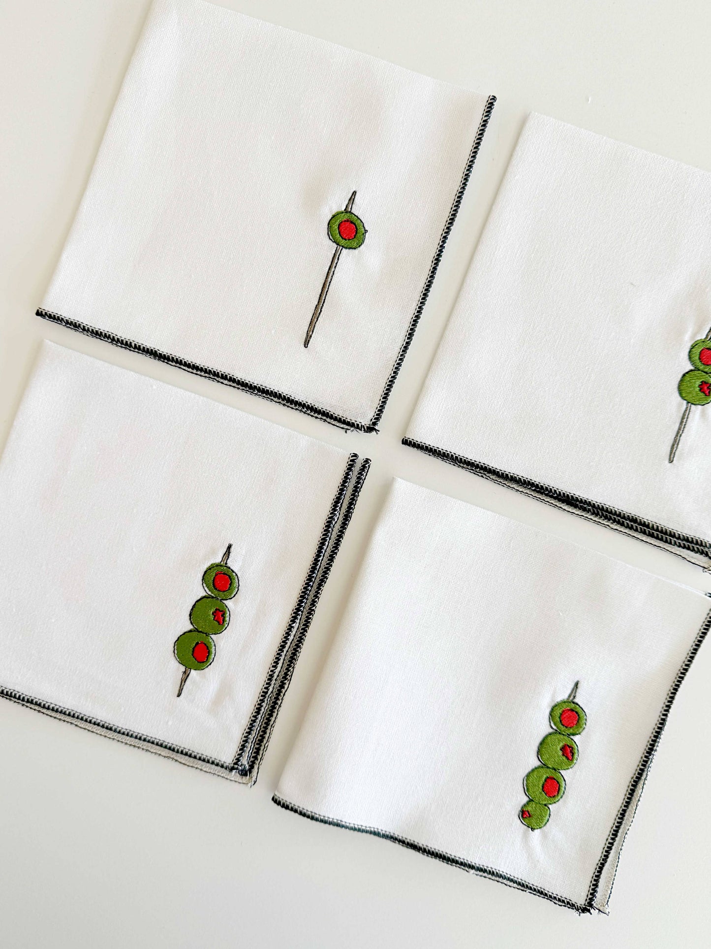 Martini Olive Cocktail Napkins, set of four