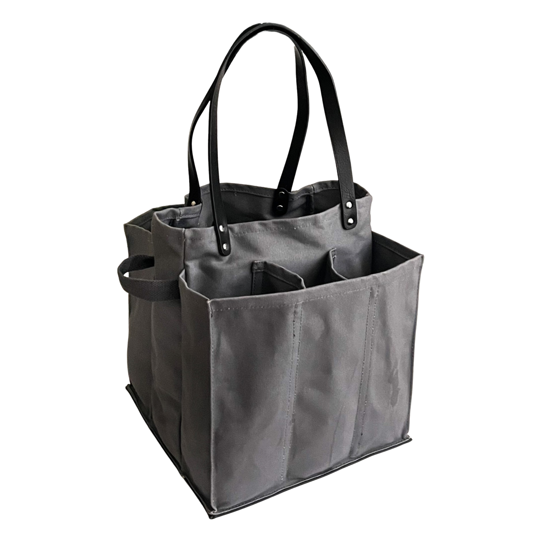 Canvas Market Tote: Petrol Blue with Mustard Handles and Base