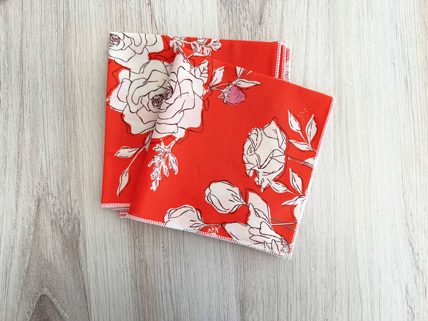 Strawberry Garden Cloth Cocktail Napkins, set of four