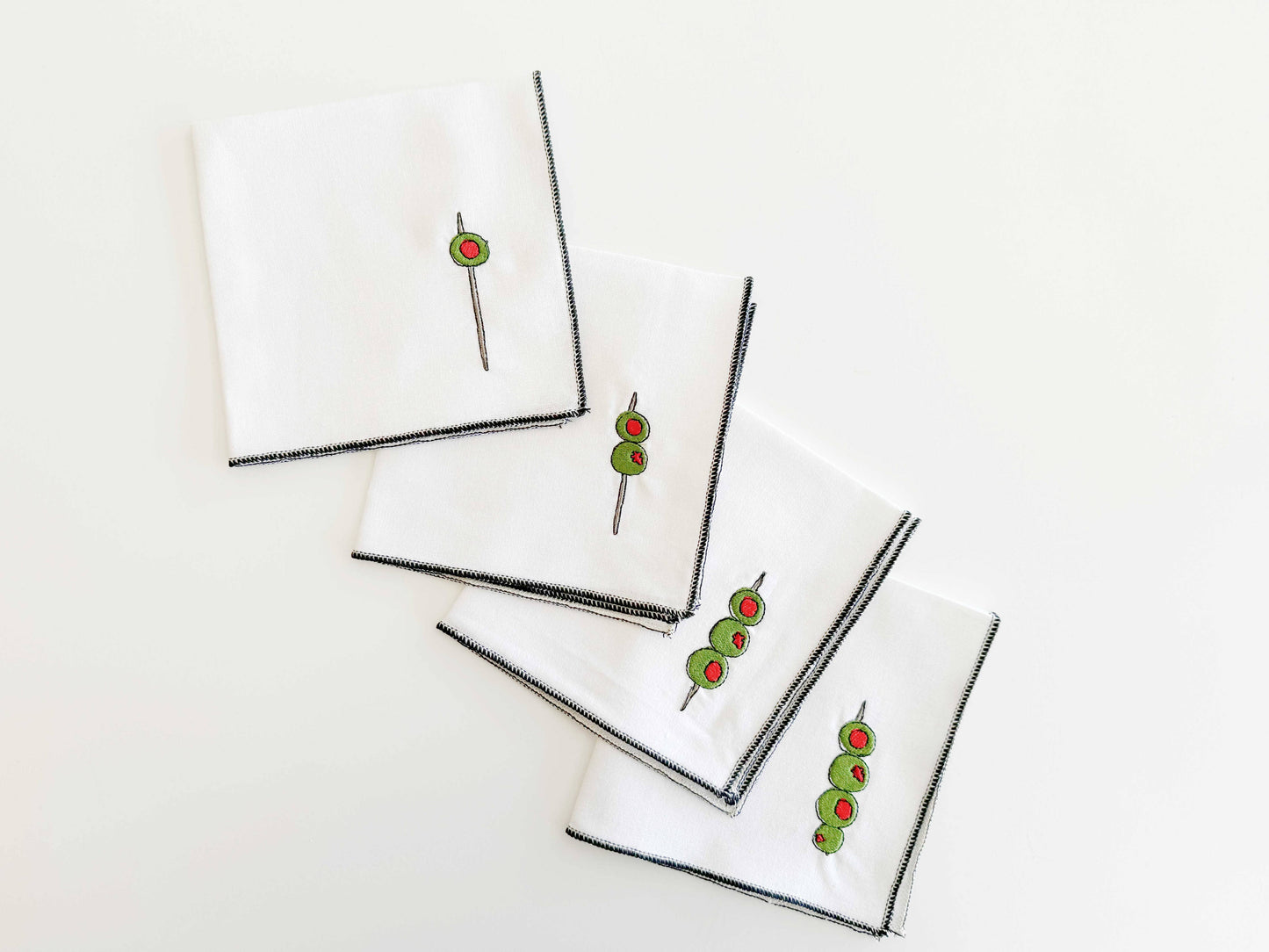 Martini Olive Cocktail Napkins, set of four