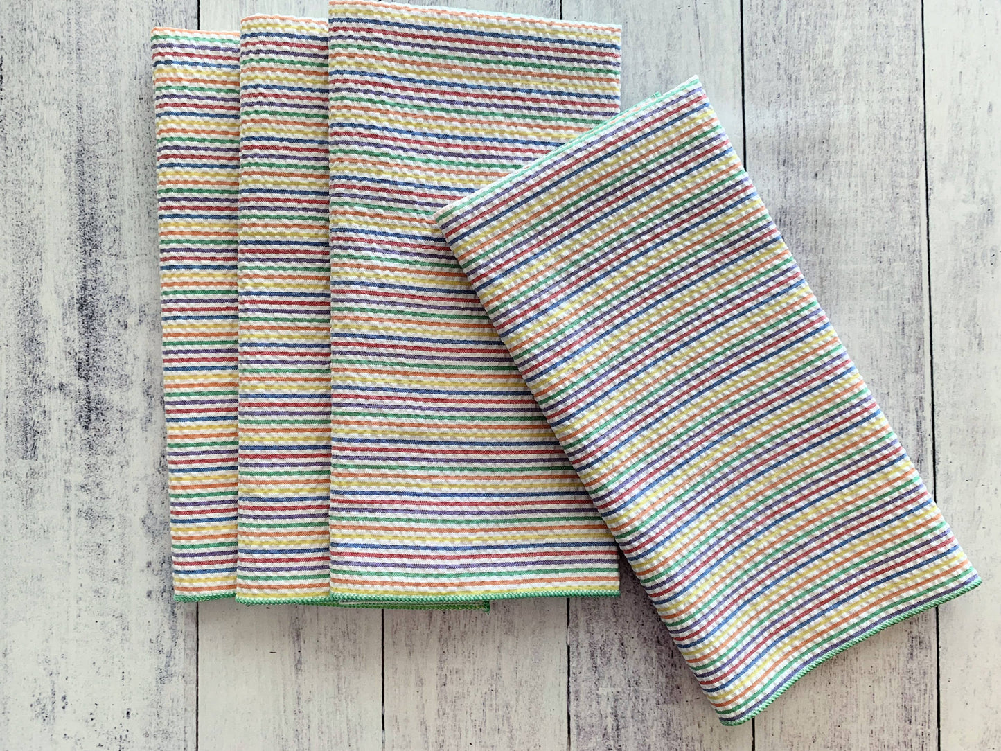 Rainbow Seersucker Cloth Cocktail Napkins, set of four