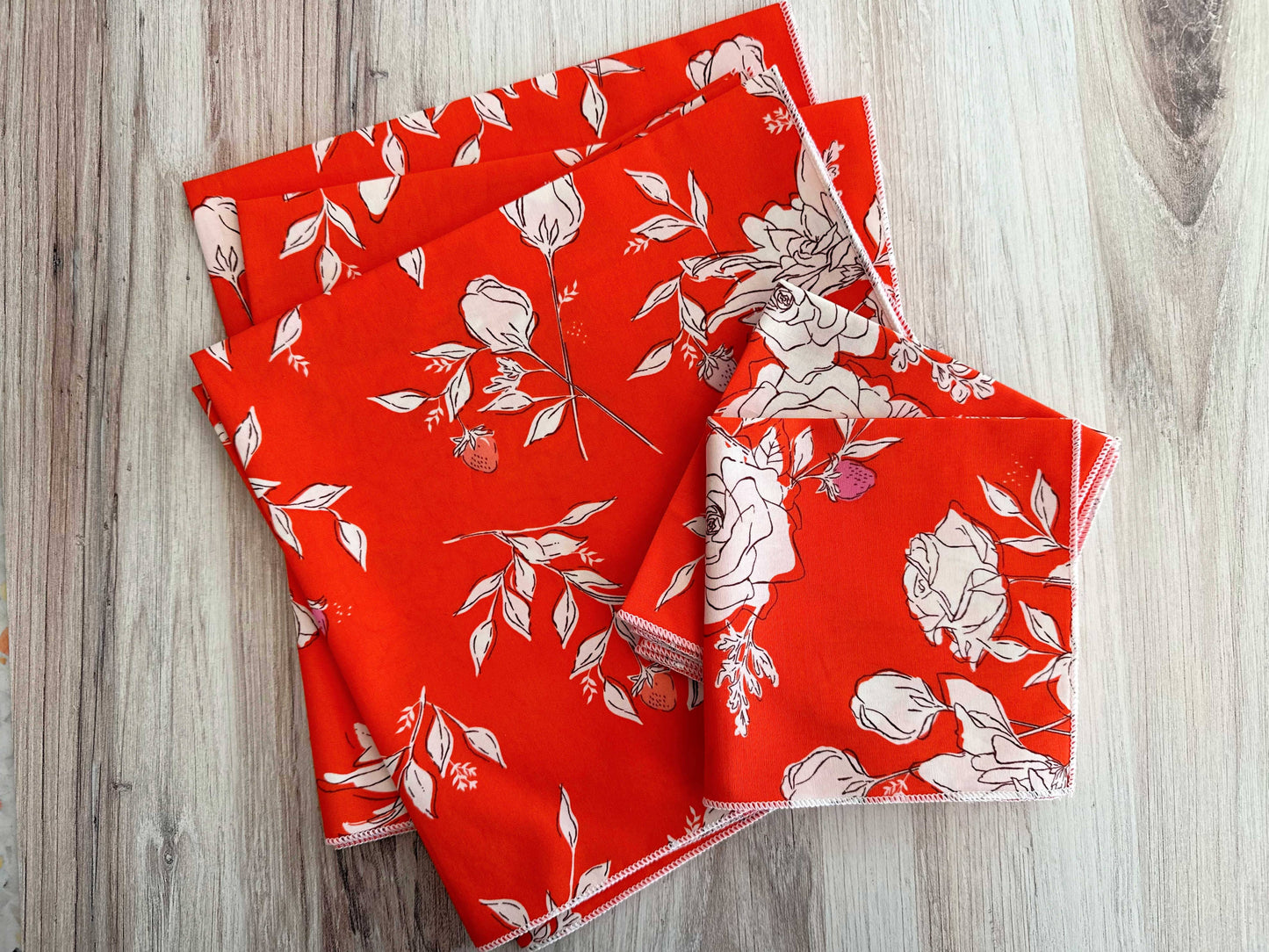 Strawberry Garden Cloth Cocktail Napkins, set of four