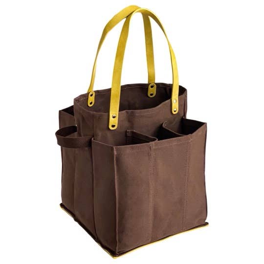 Canvas Market Tote: Petrol Blue with Mustard Handles and Base