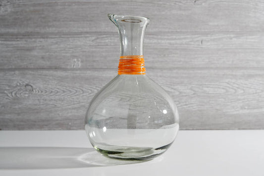 Handblown Glass Carafe - Orange Swirl